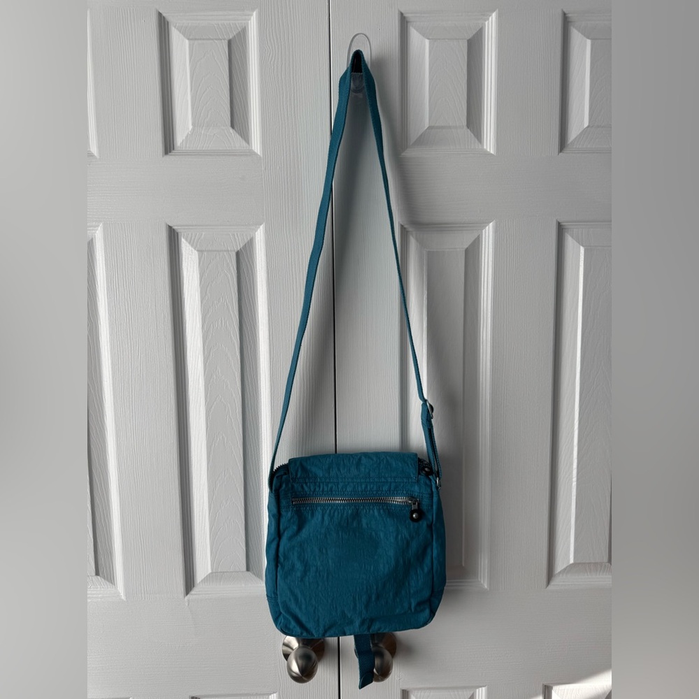 Kipling Teal Blue Green Crossbody Messenger Bag Lightweight Nylon Travel Purse - Picture 8 of 8